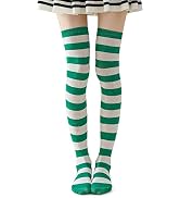 Bawnhaw St. Patrick's Day Striped Thigh High Socks for Women Elastic Over Knee Knit High Stocking...