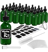 Nevlers 24PK Green Glass Dropper Bottle 2oz |No-Leak Firm Suction Small Glass Bottle with Dropper...