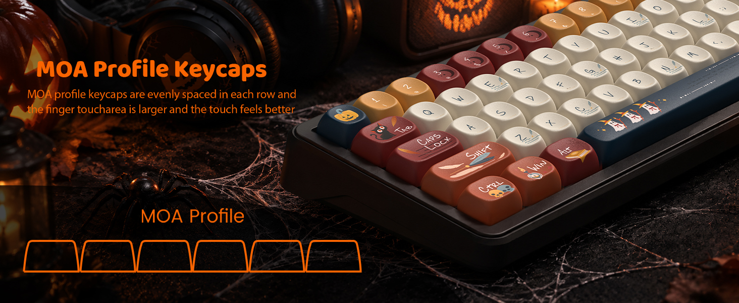 dagaladoo PBT Keyboard Keycaps, Colorful MOA keycaps,Halloween Theme