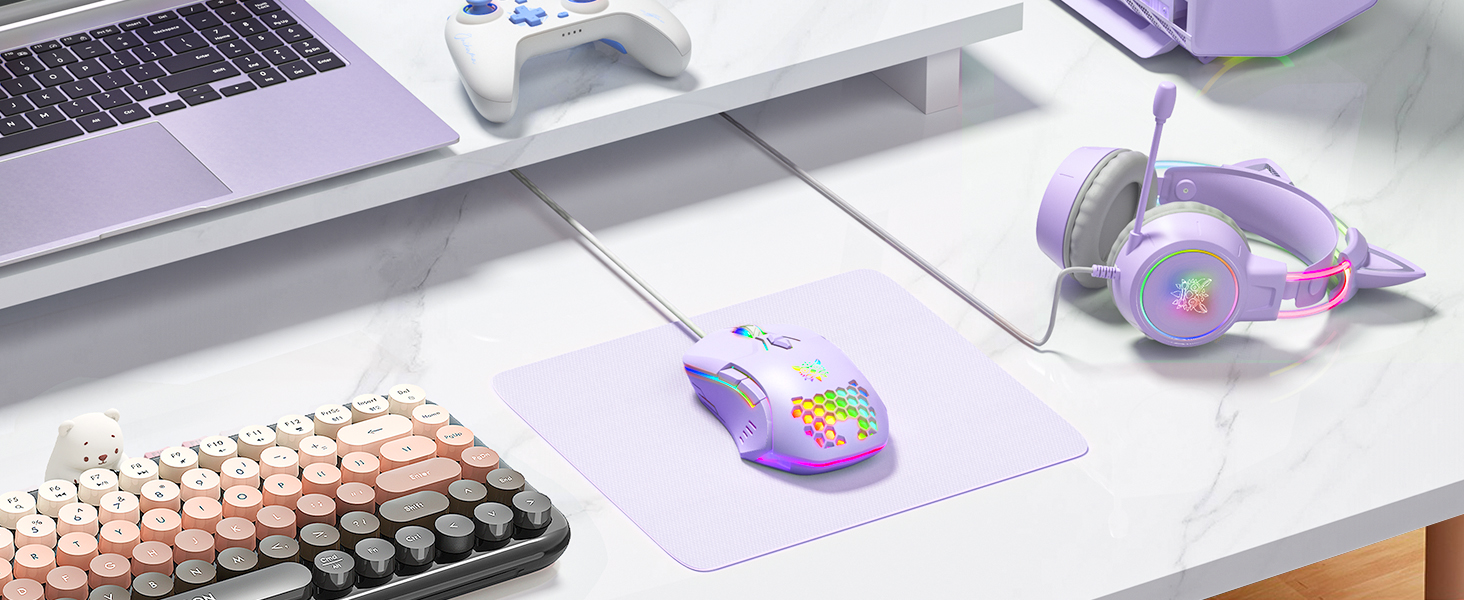 ONITOON gaming headset with G70 wireless bluetooth keyboard and cw902 wired computer mouse