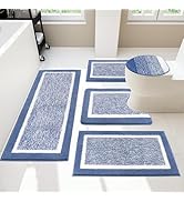 Pauwer Bathroom Rugs Sets 5 Piece with Lid Cover Bathroom Shower Rugs with U-Shaped Contour Toile...