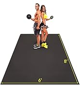 ActiveGear Large Exercise Mat 8 x 6 ft 7mm Thick Premium Ultra-Durable Non-Slip Rubber Workout Ma...