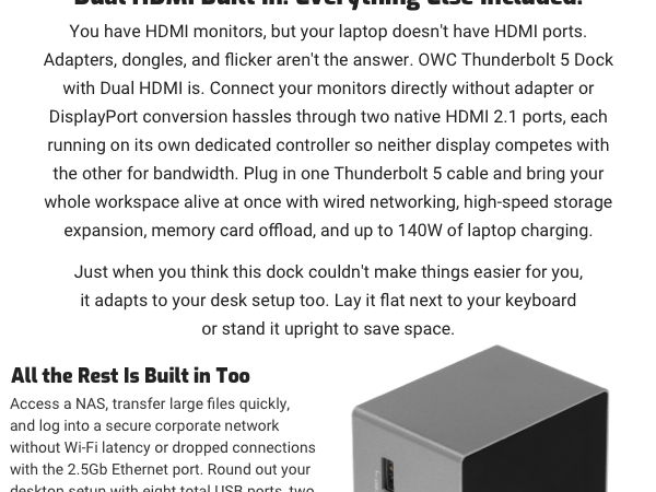 THUNDERBOLT 5 DUAL HDMI DOCK DOCKING STATION USB 4 , TRIPLE DISPLAY, DUAL DISPLAY