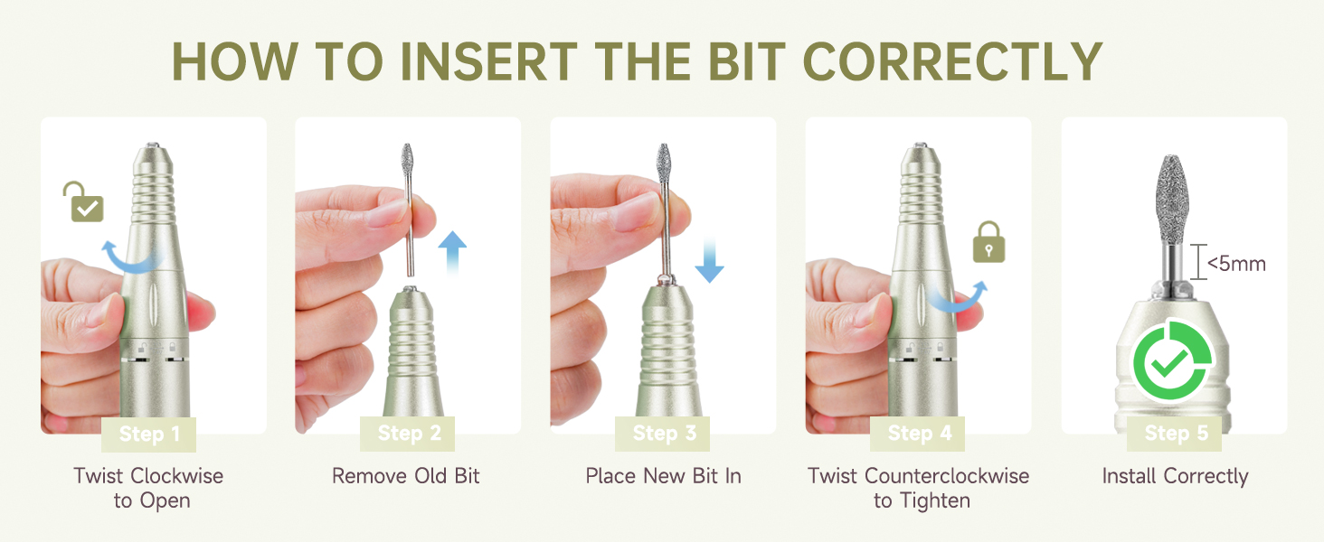 how to insert nail drill bit