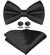 URAQT Men's Bow Tie, Classic Solid Color Pre-Tied Bow Tie for Men Satin Tux Bowtie Set Adjustable...