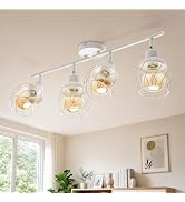 Bojim 4 Lights Kitchen Ceiling Light Fixtures Track Lighting White | Adjustable Semi Flush Spotli...