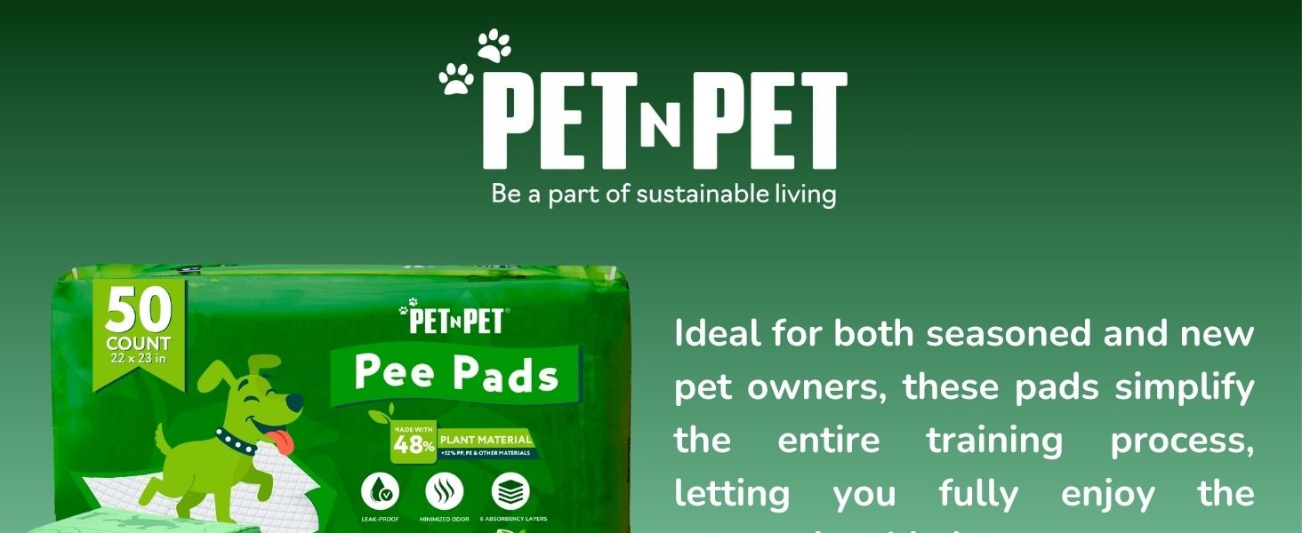 Pet N Pet 50 Counts Pee Pads for Dogs, 48% USDA Certified Plant Based Dog Pad, Unscented