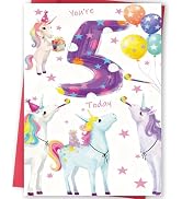 FANCYLUCKY Happy 5th Birthday Card Gift for Girls, Cute 5 Year Old Birthday Decoration for Daught...