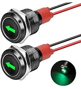 Linkstyle 2PCS 12V LED Indicator Light, 1/2" Panel Cutout Left/Right Signal Lamp with 150MM 24AWG...