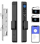 eLinkSmart Slim Keypad Door Lock Built-in WiFi Fingerprint Keyless Entry Mortise Smart Lock for S...