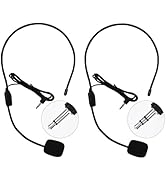 HUACAM Set of 2 Headset Microphone, Flexible Wired Boom for Voice Amplifier,Teachers, Speakers, C...