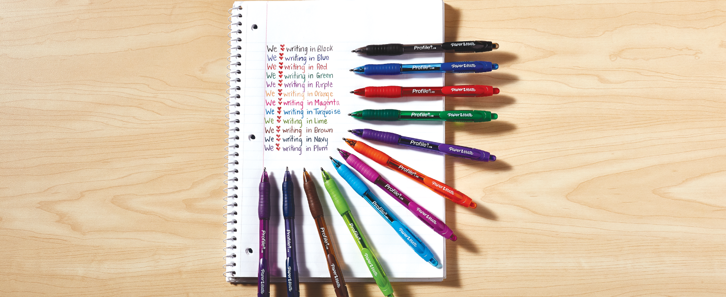 paper mate profile ballpoint pen color assorted twelve notebook list write organize home desk joy