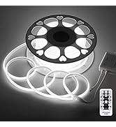 Aclorol 20M White COB LED Strip Lights Outdoor Waterproof Flexible COB Light Strip Dimmable Cold ...