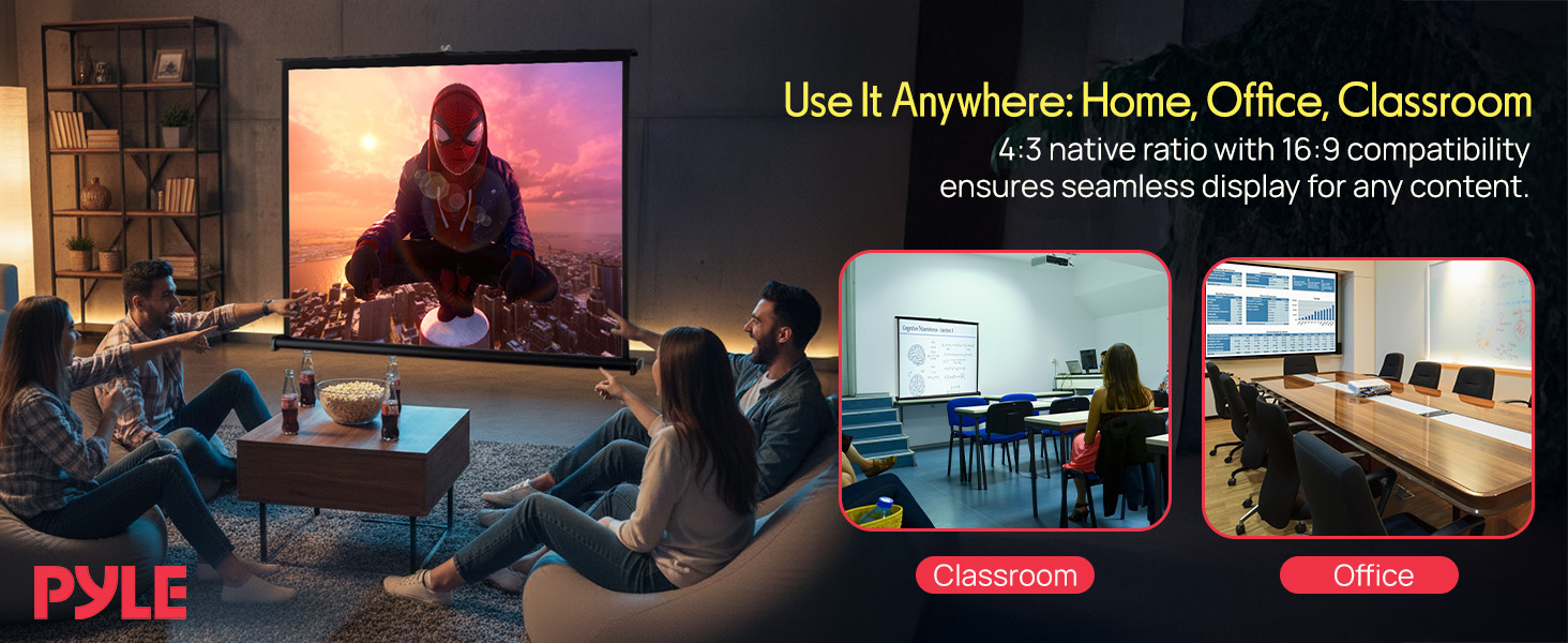 Portable Projector Screen Portable Floor Standing Fold-Out Roll-Up Tripod Manual, Mobile