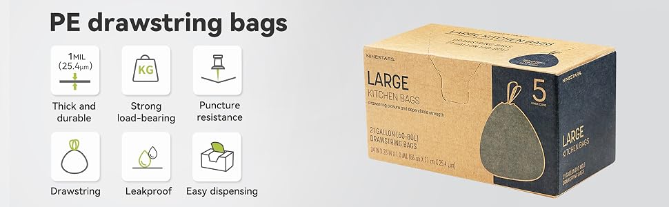 21 GALLON TRASH BAGS THICK AND DURABLE