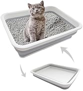 chuyouan Collapsible Small Cat Litter Box, 14.6 x 10.6 x 4.8 inch Open Waterproof Low Entry Kitte...