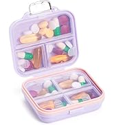 Daviky Travel Pill Organizer,Small 7-Compartment Pill Box for Vitamins &amp; Medications, Compact Med...