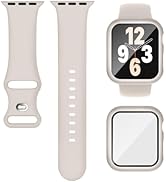 Compatible for Apple Watch Band 40mm 41mm and Case with Screen Protector, Soft Silicone Sport Str...