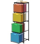 File Organizer 4 Drawers, Hanging Letter File Holder with Metal Frame &amp; Wood Board, Letter Size F...