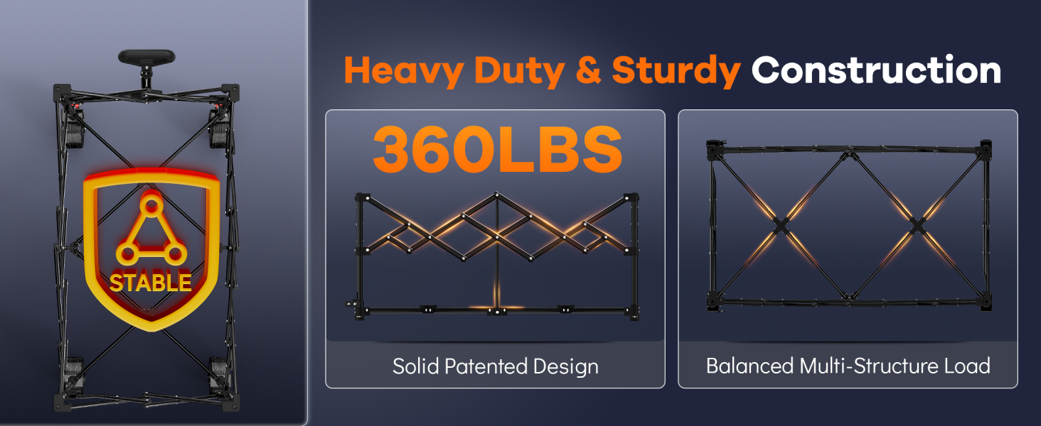 study heavy duty foldable cart with 360LBS load capacity