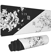 Japanese Black White Cherry Blossom Gaming Mouse Pad XL Extended Large Mousepad with Nonslip Rubb...