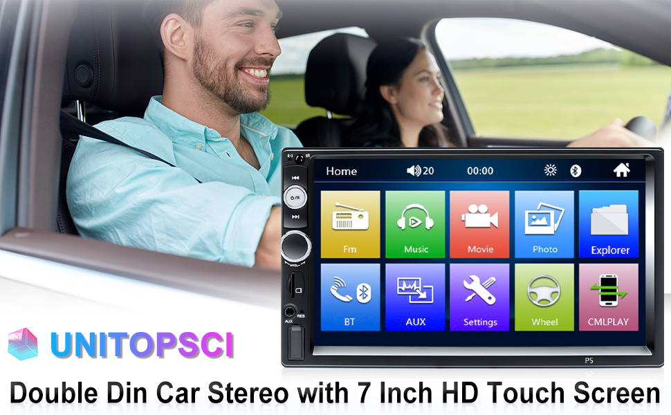 double din car stereo with Blutooth 7 inch 