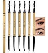 MooGlamor 6 Pcs Double-end Eyebrow Pencil Set with Spoolie Precision Eyebrow Pen with Long-Lastin...
