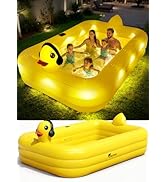 FizZeal Inflatable Pool with Lights,Solar Duck Inflatable Swimming Pool for Kid,Blow Up Pool for ...