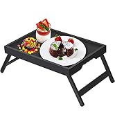 Artmeer Bed Tray Table with Folding Legs,Bamboo Breakfast in Bed for TV Table, Laptop Computer Tr...
