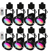 INTWELL 15W RGB LED Track Light Heads,Color Changing Track Lighting Head H Type RGBW Accent,Party...