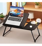 Laptop Bed Desk, 5-Angle Adjustable Bed Laptop Table with Cup Holder, Foldable Laptop Stand for C...