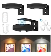 Yiliaw Rechargeable Picture Lights with Remote Control 3 Pack, Black