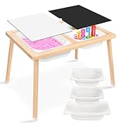 ZYLOHA Kids Sensory Table, Sensory Activity Table with Double-Side Board &amp; 3 Storage Bins, Toddle...
