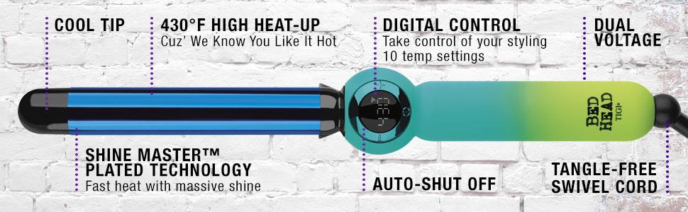 curling iron; curling irons; curling wand; curling wands; high heat; long lasting curls; bed head