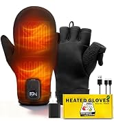 UNCN Heated Gloves for Men and Women, Winter Warm | 3000mAh Rechargeable Battery | Full &amp; Half Ha...