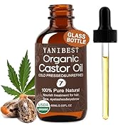YANIBEST Organic Castor Oil, Cold Pressed Unrefined Glass Bottle, 100% Natural USDA Certified Cas...