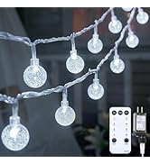 Crystal Globe String Lights Plug in - 33 ft 100 LED Globe Fairy String Lights with Remote and Tim...
