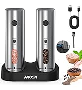 Electric Salt and Pepper Grinder Set, Upgraded 2-Speed Setting, External 6 Adjustable Coarseness,...