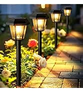 Solar Pathway Lights Outdoor 8 Pack Solar Lights Outdoor Waterproof with 3000K Tungsten Filament ...