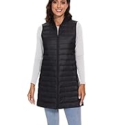 ELFJOY Long Puffer Vest Women Sleeveless Womens Vests Outerwear Lightweight Zipper Down Vest