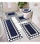 Findosom Bathroom Rugs Sets 5 Piece, Absorbent Soft Non-Slip Washable Microfiber Shaggy Bath Mat ...