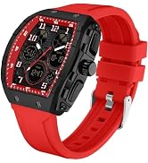 findtime Designer Watches for Men Unique Rectangle Dial White Wristwatch with Digital Analog Dual...