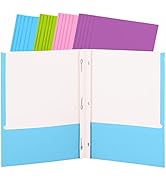 Folders with 2 Pockets and 3 Metal Prongs, Colored Paper Binder File School Folder Letter Size, P...