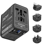 Universal Travel Adapter, 30W GaN International Power Adapter with 2 USB C and 1 USB A, All in On...
