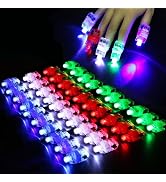 40 Pcs LED Finger Lights, 4 Colors Finger Flashlights, Battery Powered Light Up Finger Ring Toys,...