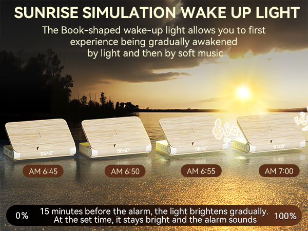sunrise wake up light digital dimmable clock
