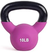 LIONSCOOL Neoprene Coated Cast Iron Kettlebell Weight, All-Purpose Solid Kettlebell for Full Body...