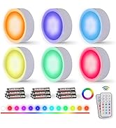 EverBrite Puck Lights with Remote, Wireless LED Puck Lights Battery Operated, 13 RGB Colors Chang...
