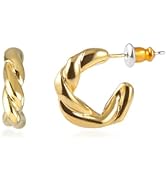 MUSTHAVE Chunky Gold Hoop | Earrings for Women | 18K Gold Plated | Hoop Earrings | Lightweight | ...