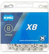 KMC X8 8-Speed Silver X-Series Bicycle Chain Compatible with Shimano, SRAM, Campagnolo and All Ma...